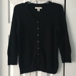 Castlerig Black Cashmere Button Down Cardigan MED